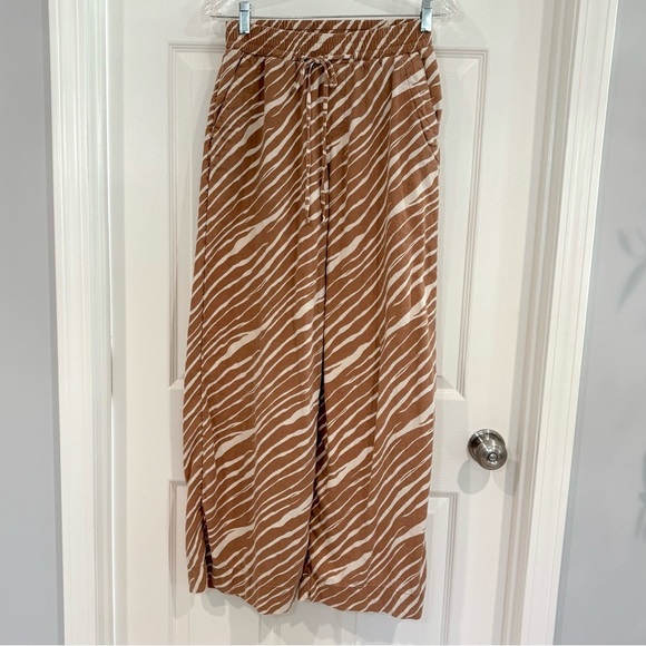 A New Day Tan Zebra Print Wide Legged Linen Blend Pants Women Size XS Pockets - Picture 5 of 14